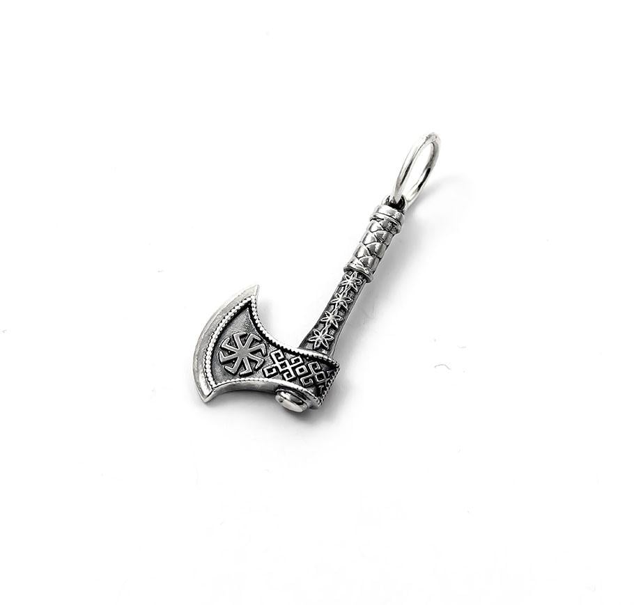 Кулон оберег Maxi Silver 8942 Секира перуна с коловратом и колядником (88942)