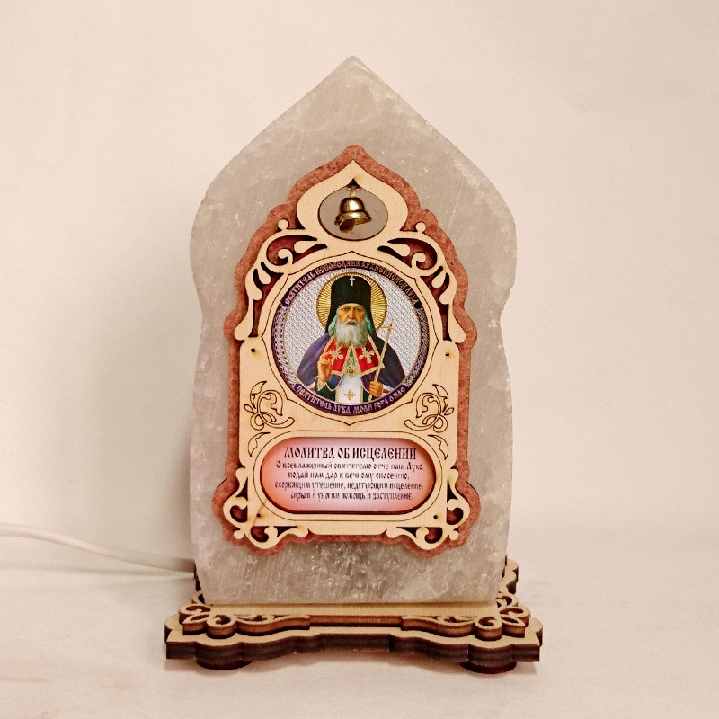 Соляная лампа Икона маленькая Лука зеленого подсвечивания. (20025) Соляная лампа Икона маленькая Лука зеленого подсвечивания. (20025)