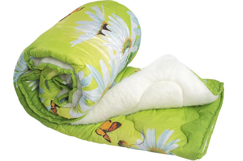 Одеяло двуспальное из овечьей шерсти Лери Макс Светло-зеленый (18688)