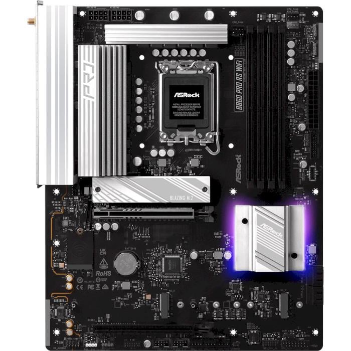 Материнская плата ASRock B860 PRO RS WIFI ATX sLGA1851 Intel B860 4xDDR5 3xM.2 4xSATA DP HDMI 2.5GbE Black (31330508)