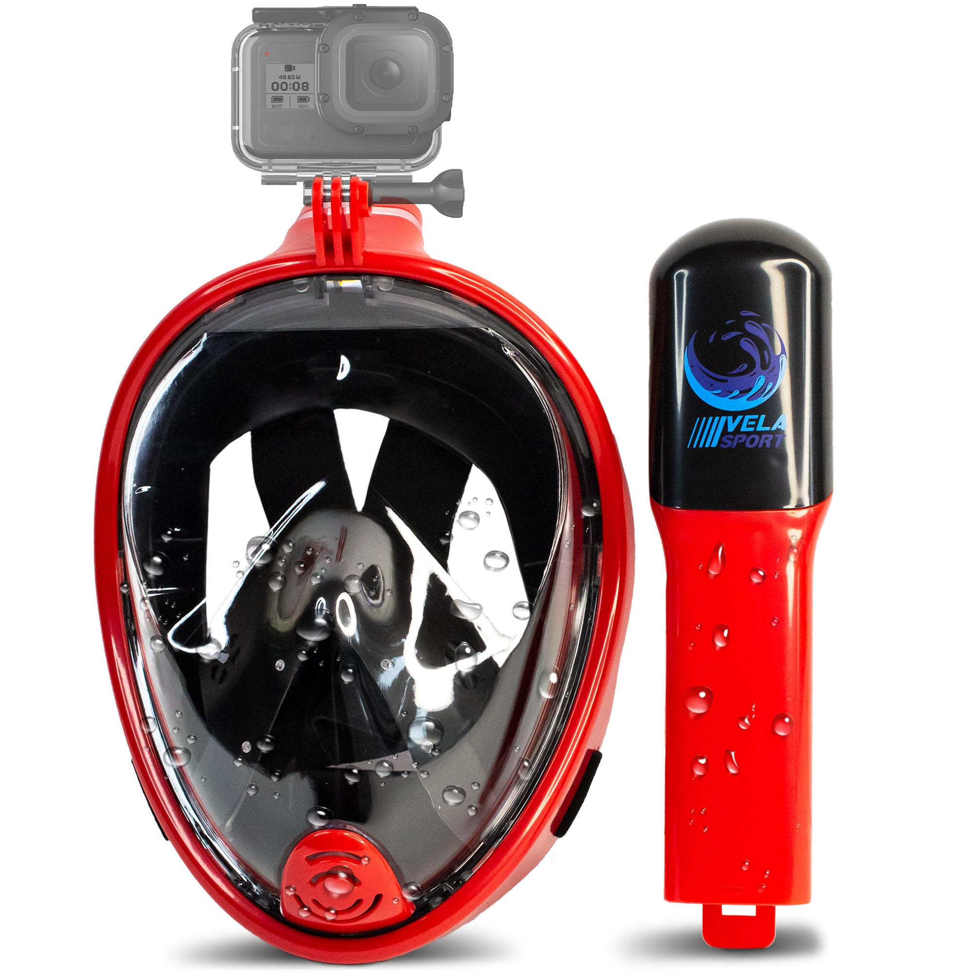 Повнолицьова маска для плавання Vela Sport 1.0 L/XL Чорно-червоний (00349)