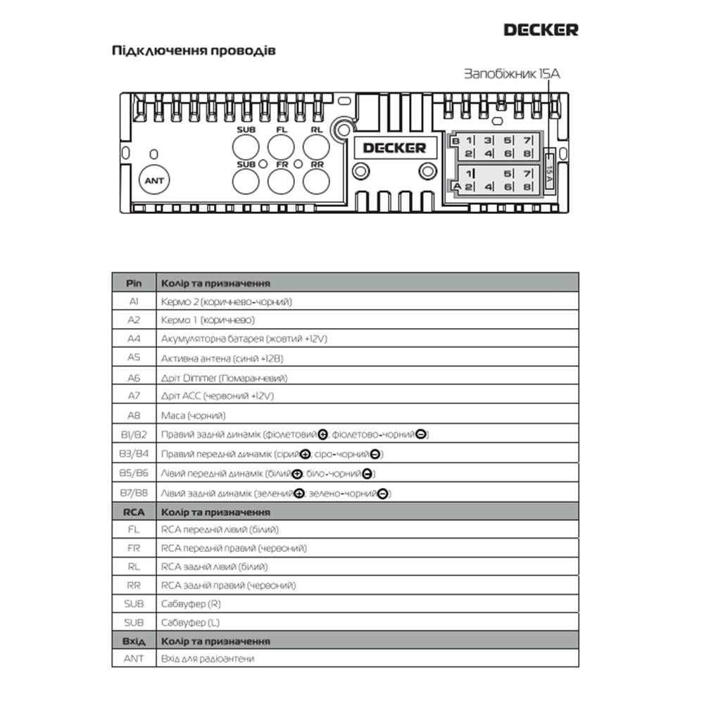 Автомагнітола 1Din Decker MDR-112 Bluetooth Multicolor (НФ-00005411) - фото 4