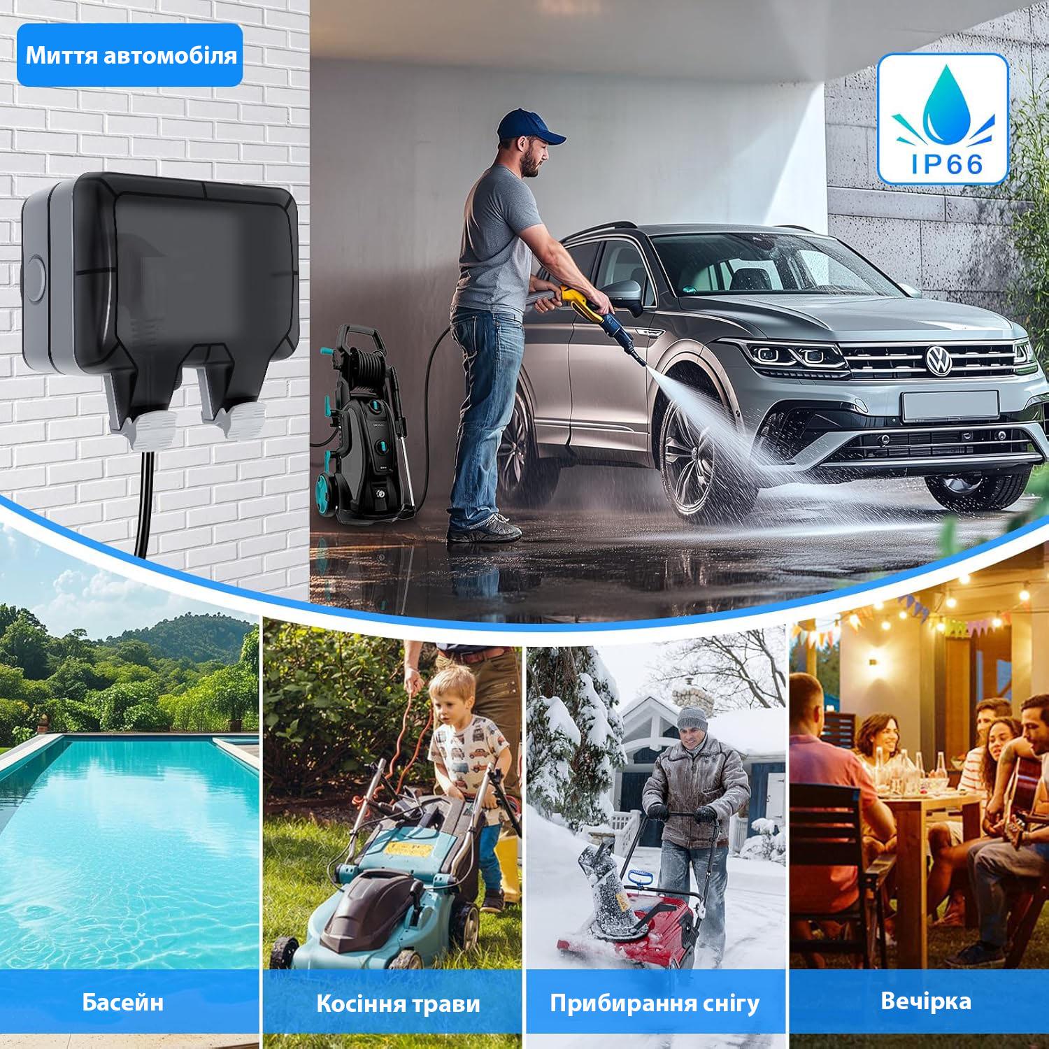 Розетка Premium подвійна IP66 водонепроникна Сірий (52361) - фото 7