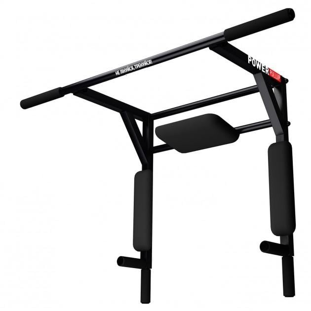 Настенный турник брусья PowerPullUp 3в1 c упором для пресса Черный (p3030-black)