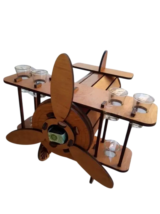 Полка для вина и стопок ручной работы Хатинка Самолет винтажный (CNT00012051)