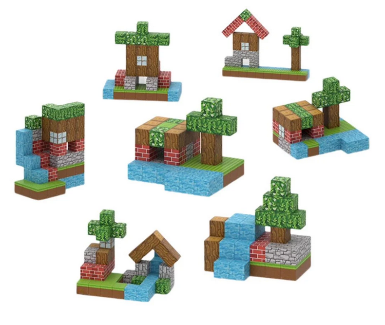 Конструктор магнитный Minecraft Лесная лужайка 48 блоков (24111319)