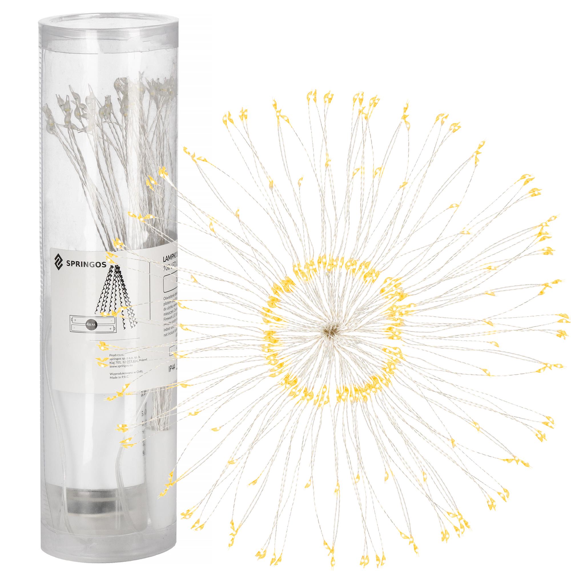 Гірлянда феєрверк Springos 3D на батарейках 100 LED Warm white (CL0181) - фото 3 Гірлянда феєрверк Springos 3D на батарейках 100 LED Warm white (CL0181) - фото 3