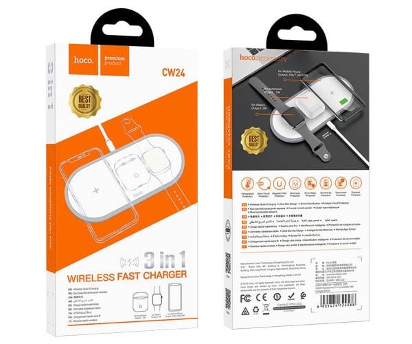 Беспроводное зарядное устройство Hoco CW24 для смартфонов с технологией Qi/Apple Watch/AirPods White - фото 6 Беспроводное зарядное устройство Hoco CW24 для смартфонов с технологией Qi/Apple Watch/AirPods White - фото 6