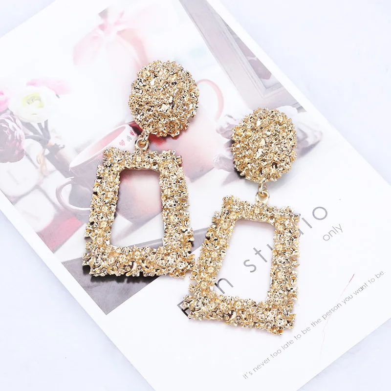 Сережки трапеція квадратні Золотистий (1197843785)