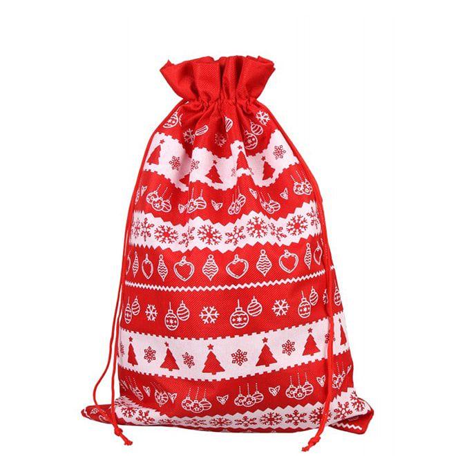 Мешок новогодний Flora 40х60 см Красный с белым (50145) Мешок новогодний Flora 40х60 см Красный с белым (50145)