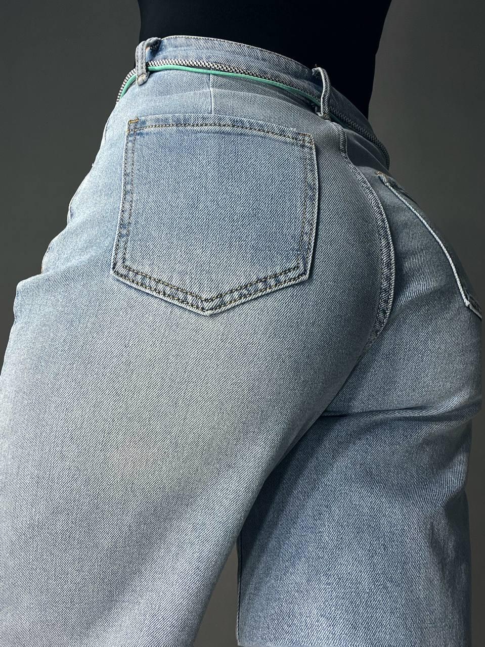 Шорти жіночі джинсові LDM 0223 бермуди з поясом-шнурком р. 32 Блакитний (26881522) - фото 3