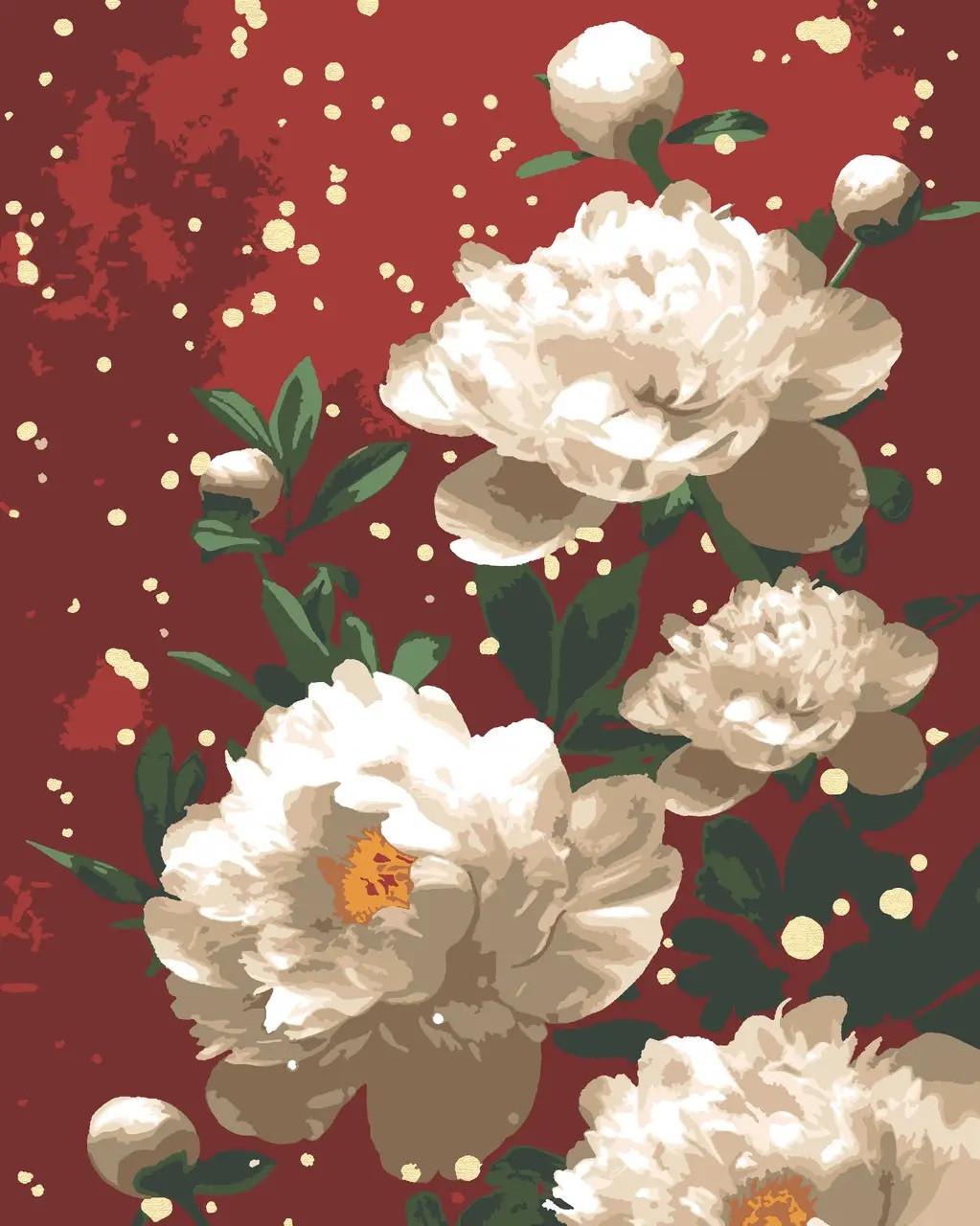 Картина по номерам Riviera Blanca "Белые цветы в бархате" ITR-108 2 шт. в наборе краска с металлическим эффектом (RB-1087/RB-1102) - фото 3