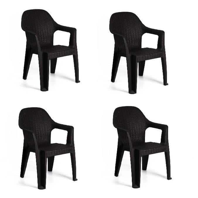 Стілець садовий Міла пластиковий ротанг 4 шт. Чорний (26248158) Стілець садовий Міла пластиковий ротанг 4 шт. Чорний (26248158)