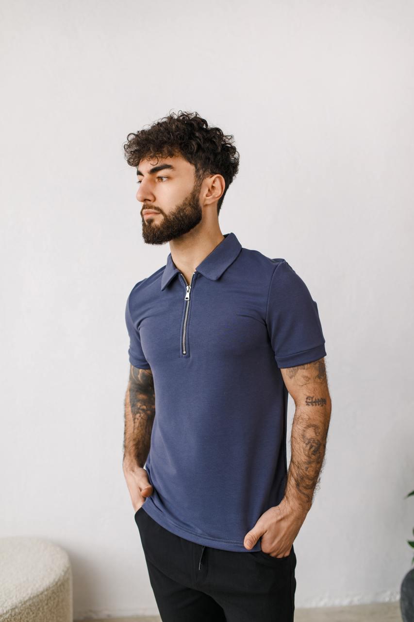 Поло чоловіче на блискавці трикотажне XXL Графітовий (24863/1/5) - фото 2 Поло чоловіче на блискавці трикотажне XXL Графітовий (24863/1/5) - фото 2