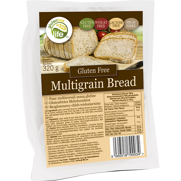 Хлеб без глютена Gluten Free Life Bezgluten мультизерновой 320 г