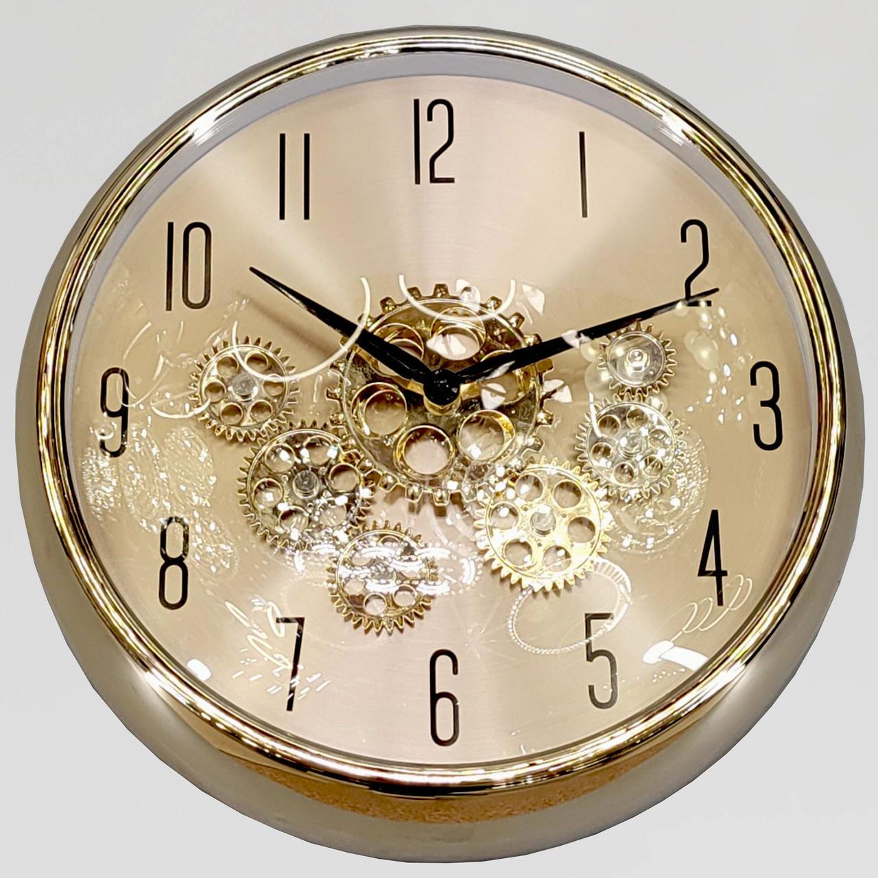 Годинник настінний безшумний OV-0038 35,2 см з відкритим механізмом шестернями/колещатками під старину (2861666933)