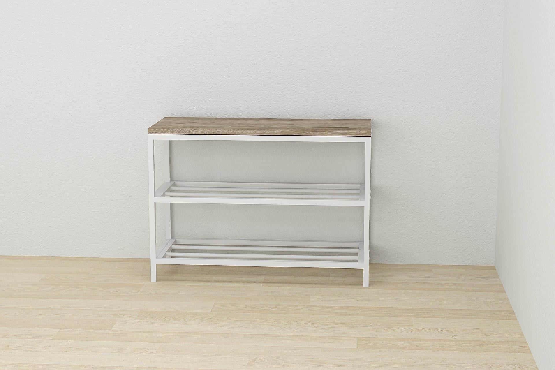 Банкетка универсальная Ferrum-decor Слайм ДСП 16 мм 45x63x26 см Белый/Дуб Сонома Трюфель (FRD-104078)