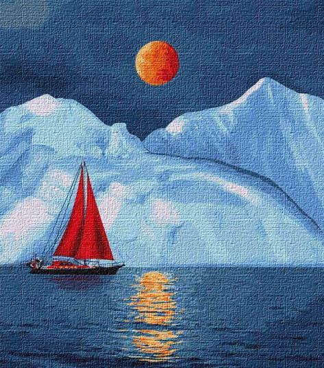 Картина по номерам Красный парусник