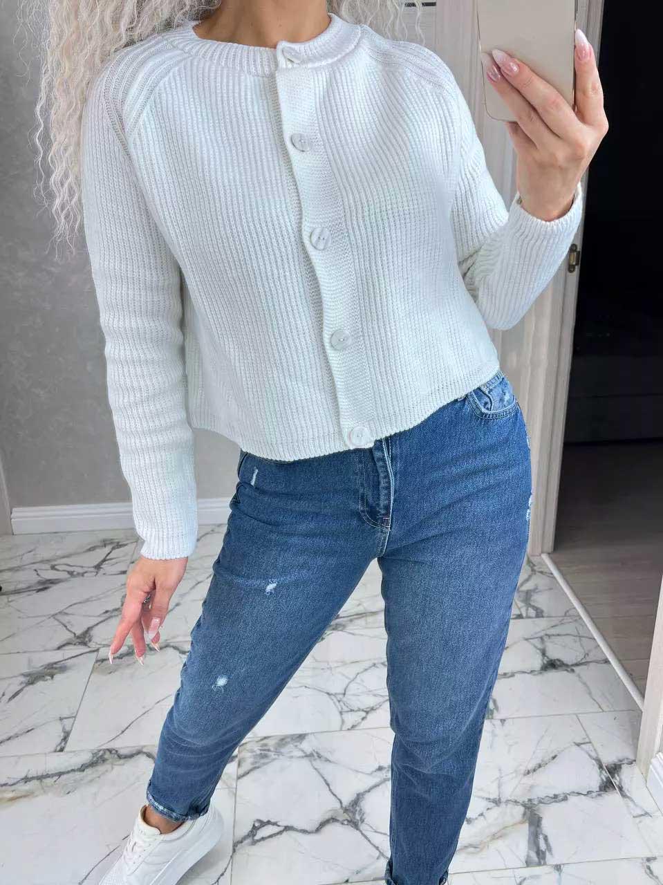 Кофта жіноча Реглан р. 42-50 Молочний (1135) - фото 2 Кофта жіноча Реглан р. 42-50 Молочний (1135) - фото 2