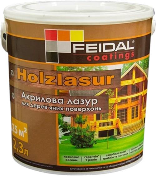 Лазурь акриловая Feidal Holzlasur для декоративной отделки и защиты деревянных поверхностей база ТR прозрачная шелковисто-глянцевая 2,3 л (1816176821)