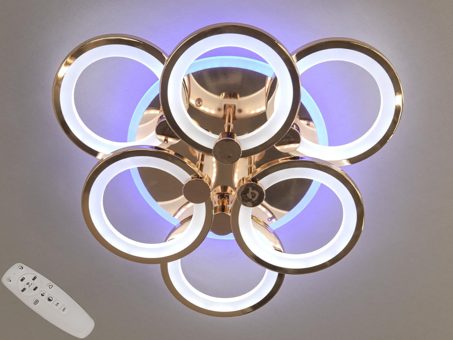 Люстра потолочная с диммером и LED подсветкой Diasha 8022/3+3G 3col dim 85W Золотой