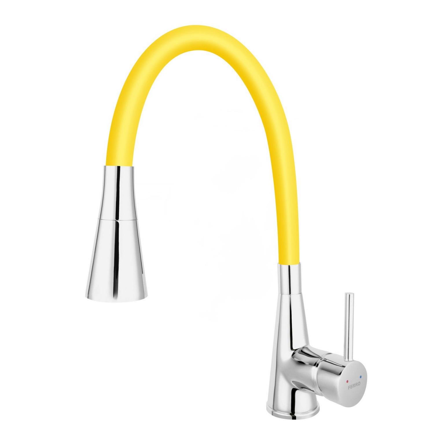 Смеситель для кухни Ferro Zumba II BZA42C с гибким изливом Желтый (174776)