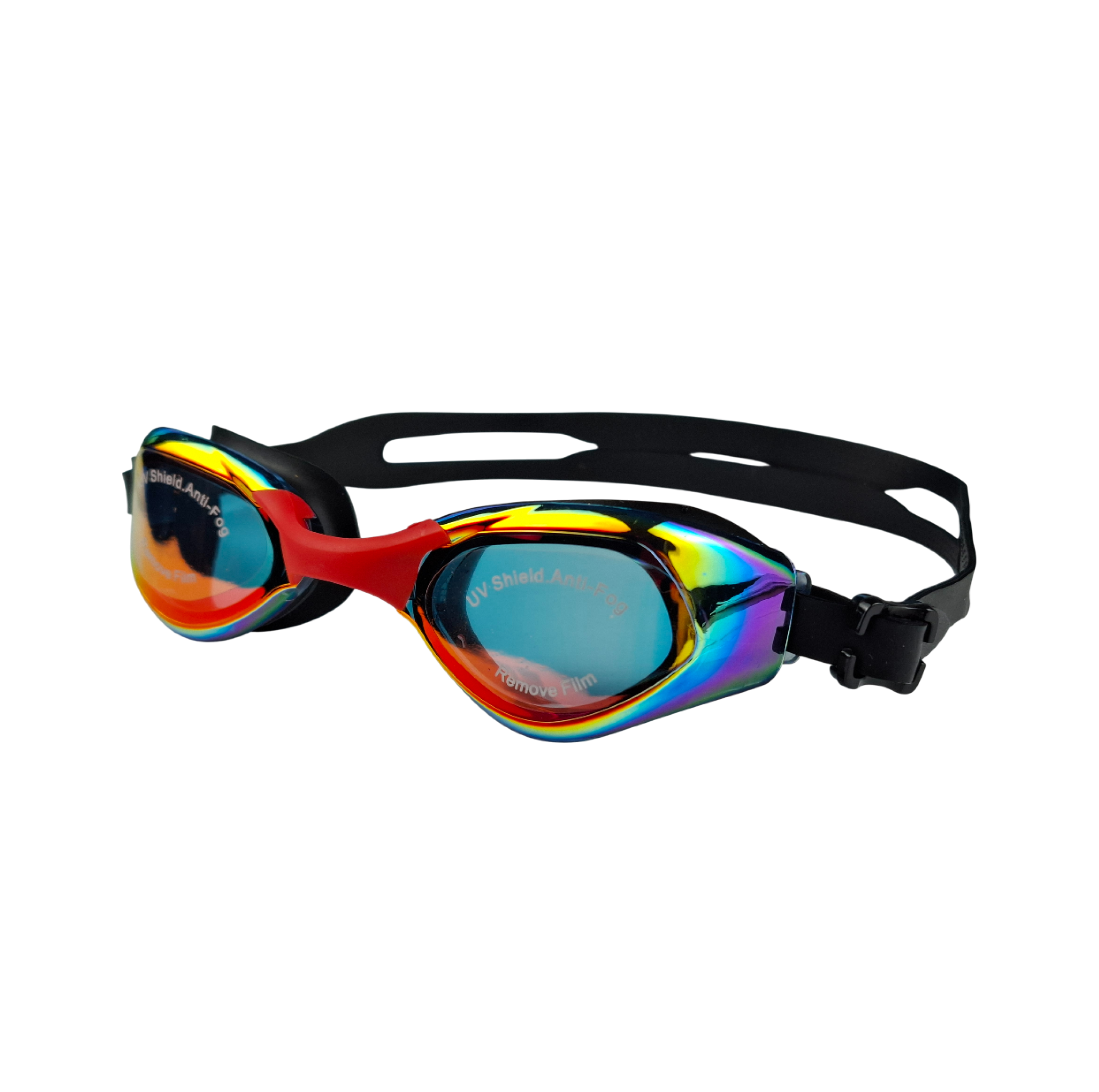 Очки для плавания с зеркальными линзами и сменным переносицей Черно-оранжевый (33039519)