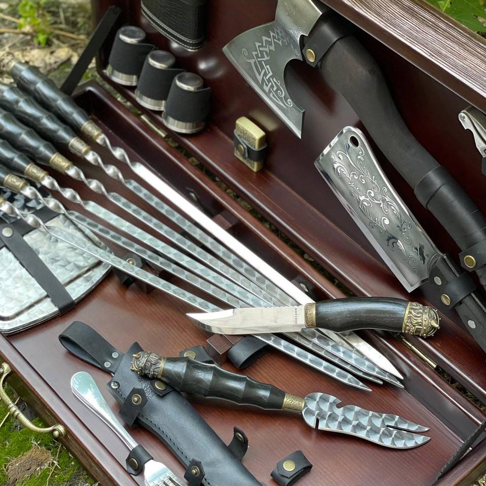 Набір шампурів Gorillas BBQ Вікінг в дерев'яній коробці - фото 3 Набір шампурів Gorillas BBQ Вікінг в дерев'яній коробці - фото 3