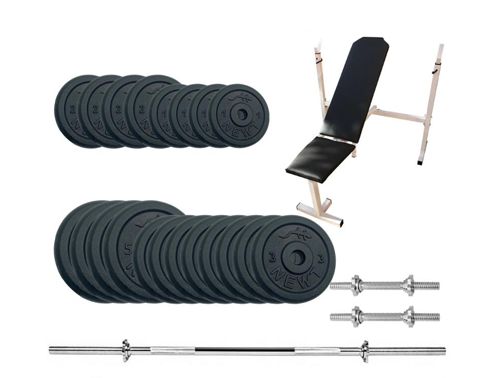 Скамейка для жима Newt Gym Set-SKH Home с набором штанга + гантели 67 кг (NE-M-SKH-SET-67)