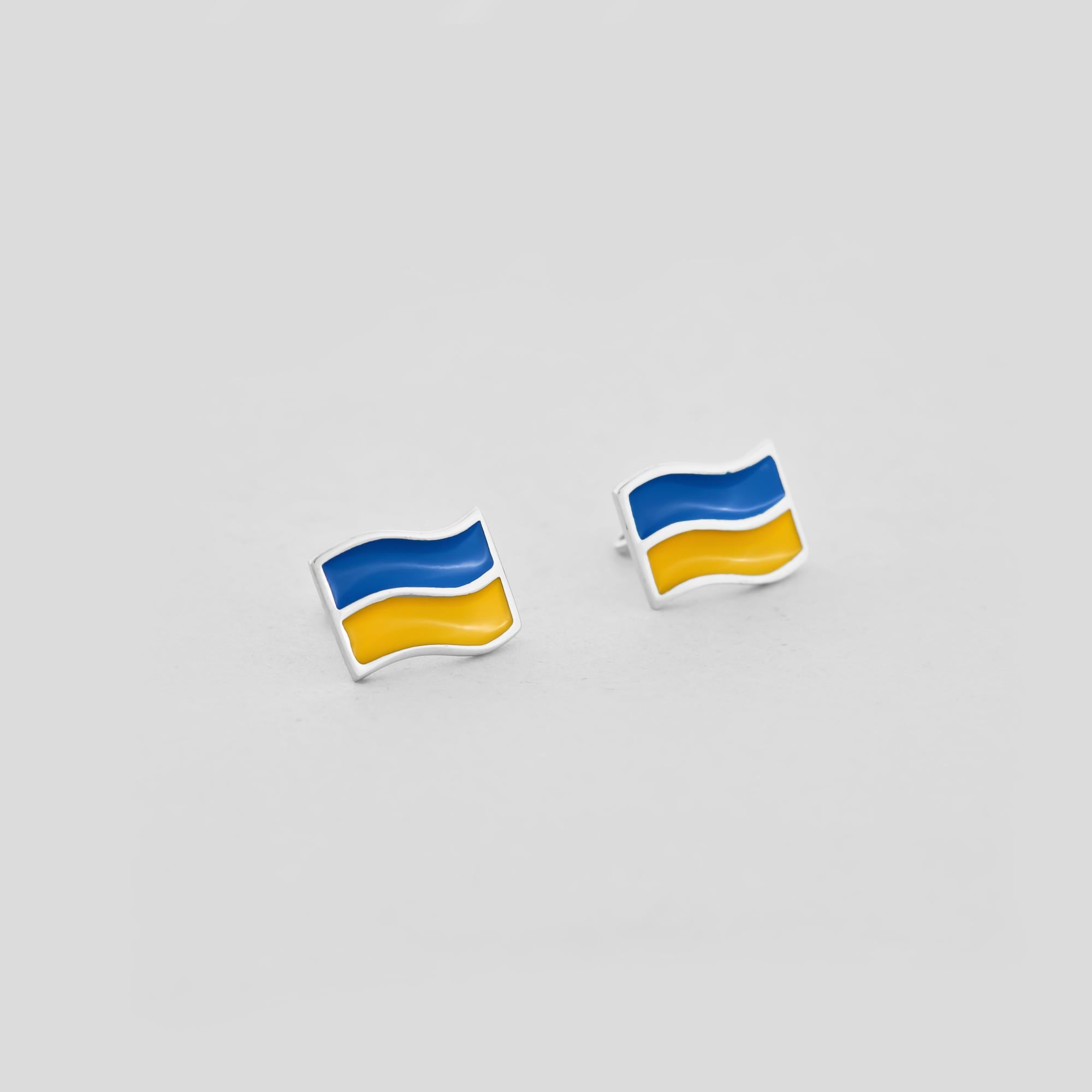Серебряные серьги Minimal Флаг Украины (16544)