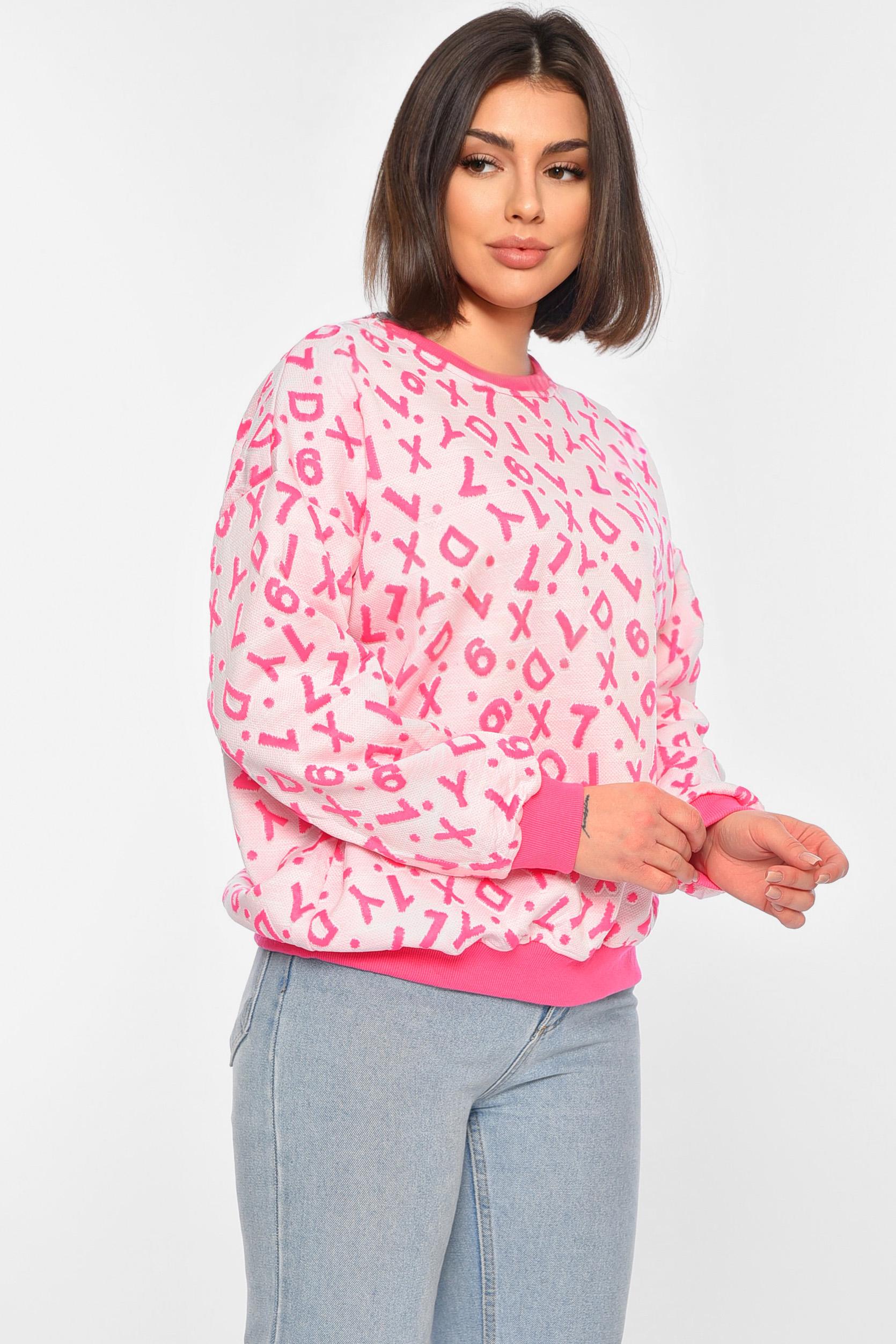 Свитер женский 4XL с принтом Розовый (195330) - фото 2 Свитер женский 4XL с принтом Розовый (195330) - фото 2