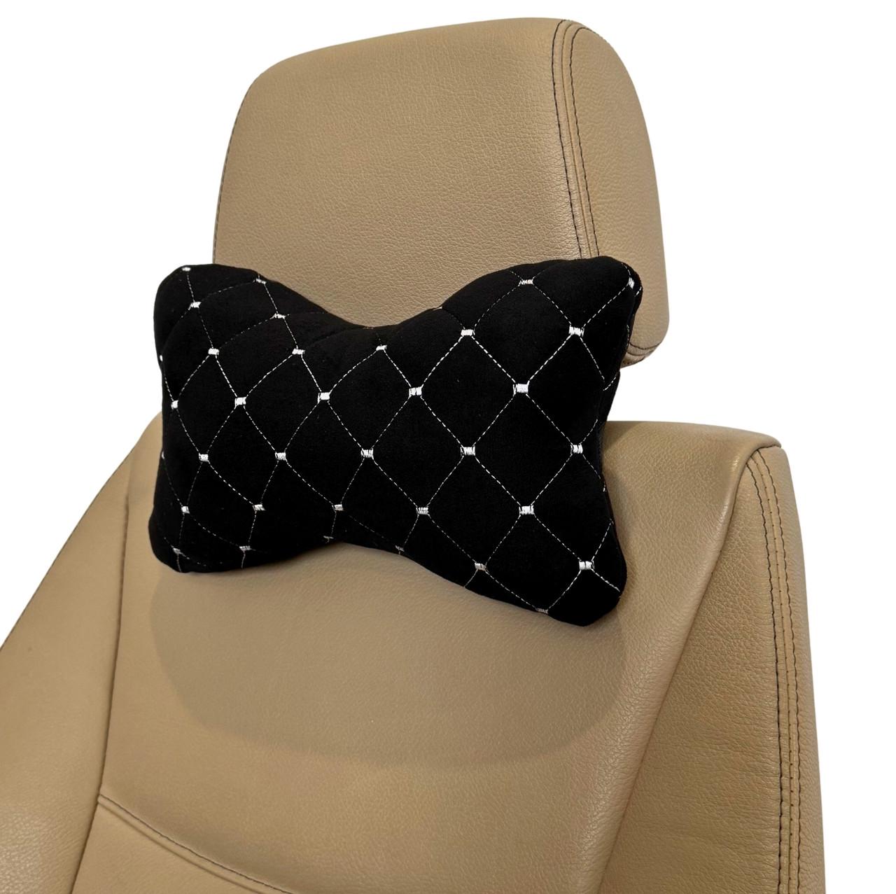 Подушка автомобильная Runa на подголовник из алькантары Черный/Белый (580-1-P)