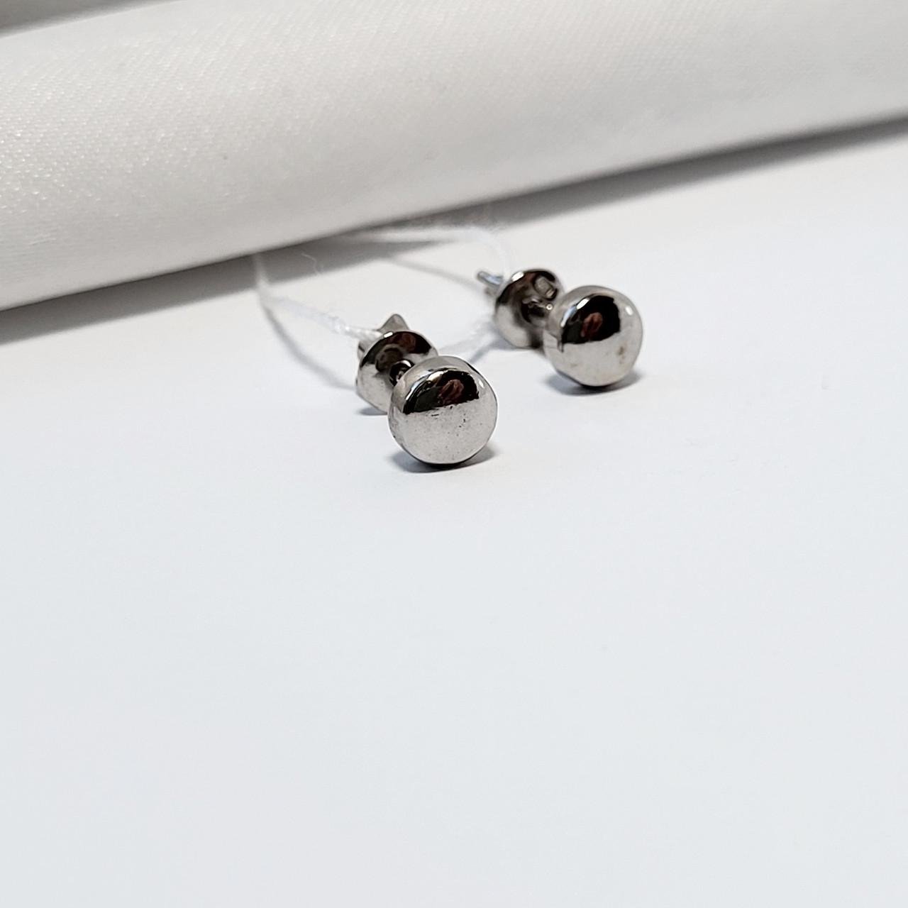 Серебряные серьги гвоздики на закрутках Монетки без камней 925 проба 1,43 г (82765)