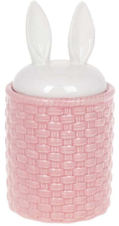 Банка для продуктов Зайкины ушки 950 мл керамика Розовый/Белый (BD-733-401)