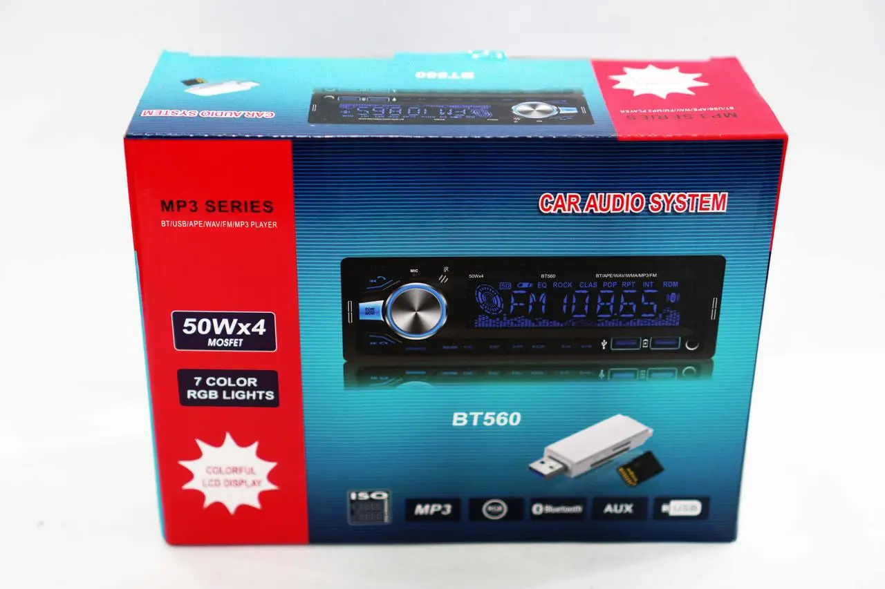 Автомагнитола BT560 2xUSB Bluetooth RGB SD/AUX/FM 4x50W - фото 8