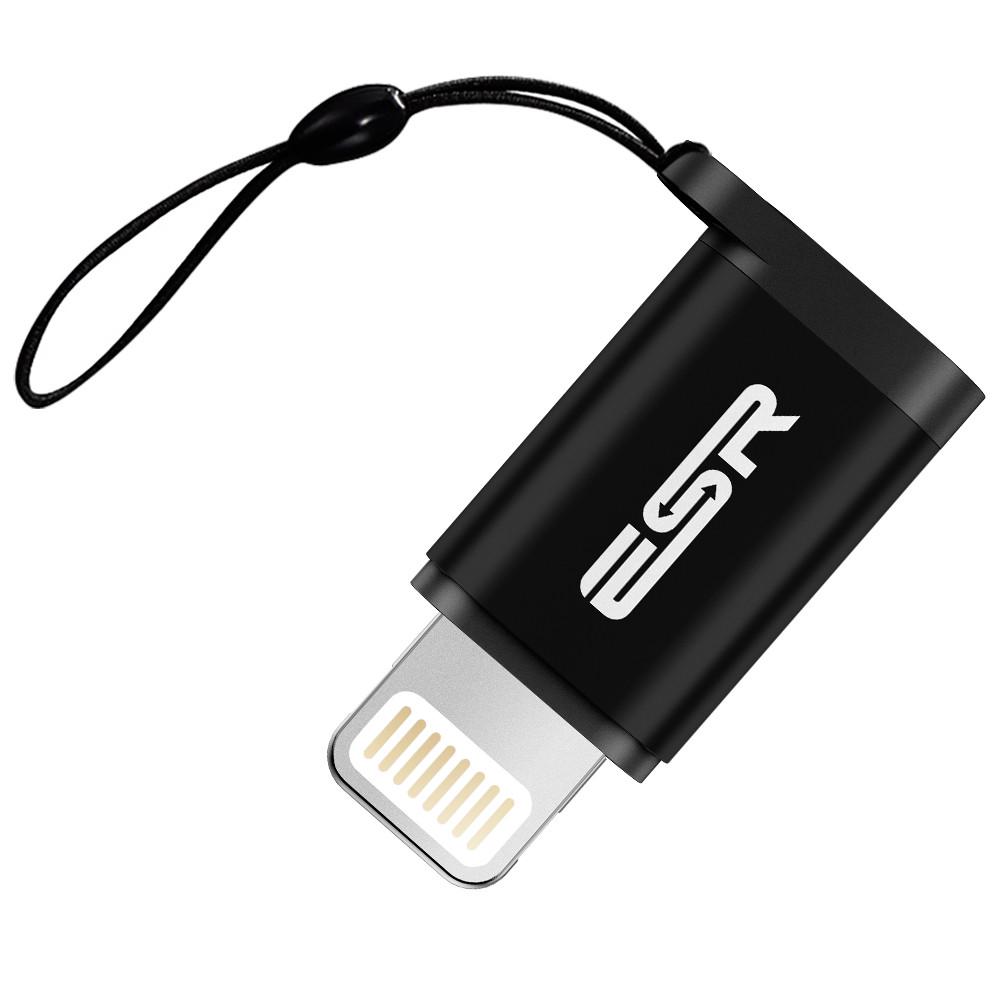 ESR перехідник-адаптер micro USB до Lightning для передачі даних/зарядки iPhone Чорний - фото 1