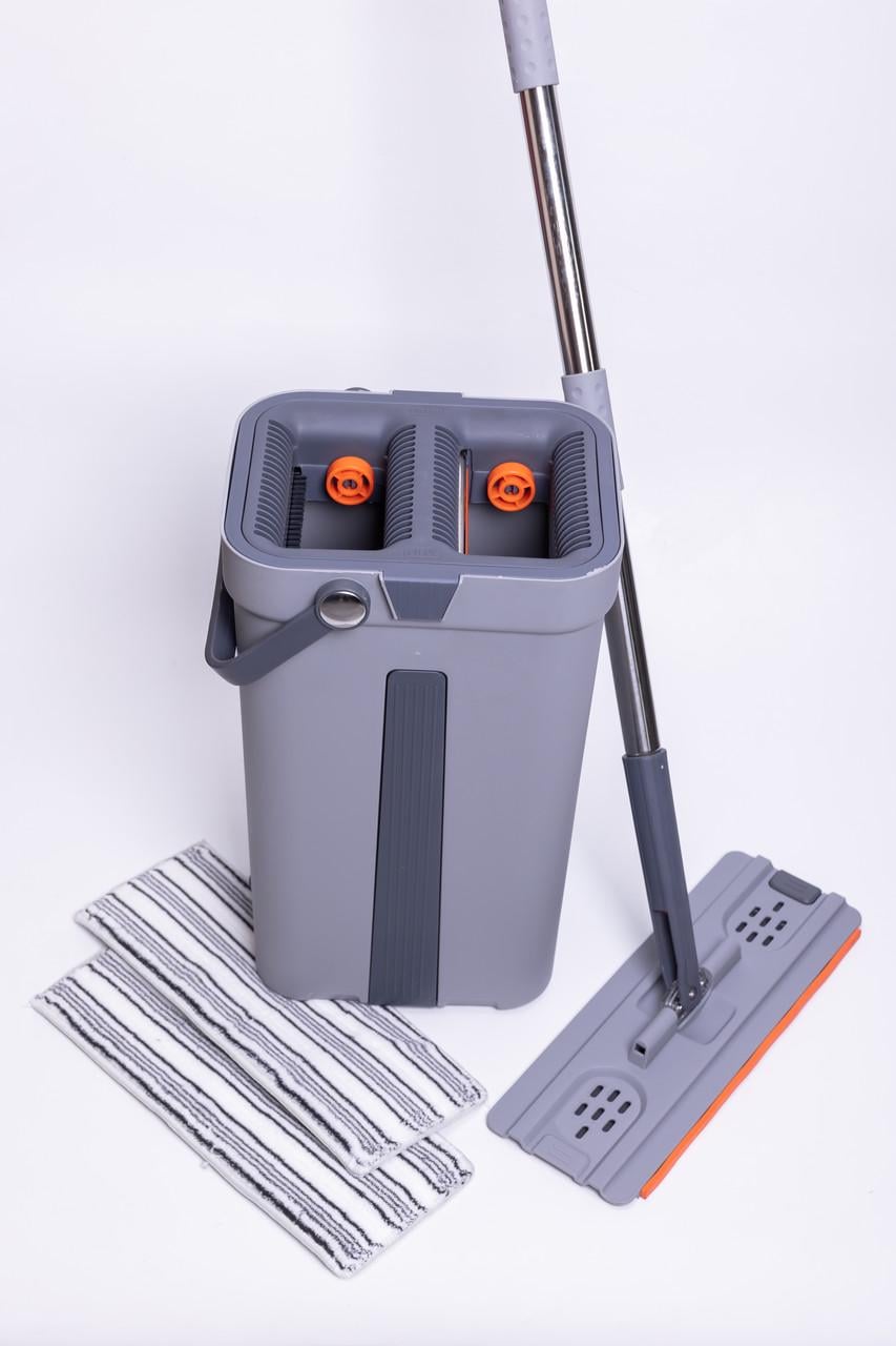 Швабра телескопическая с плоской насадкой/ведро с двумя секциями для мытья пола и отжима (HP-35015-20) Швабра телескопическая с плоской насадкой/ведро с двумя секциями для мытья пола и отжима (HP-35015-20)