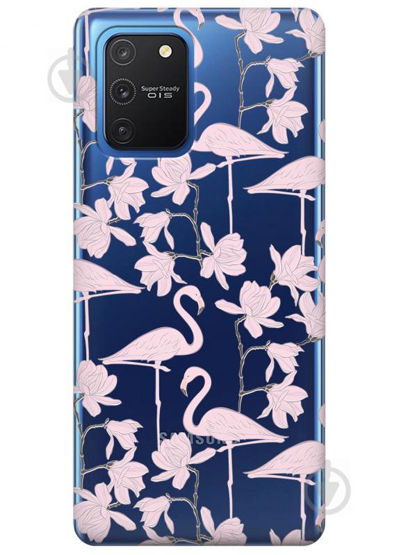 Прозорий силіконовий чохол iSwag для Samsung Galaxy S10 Lite з малюнком - Рожеві фламінго (KS3464)