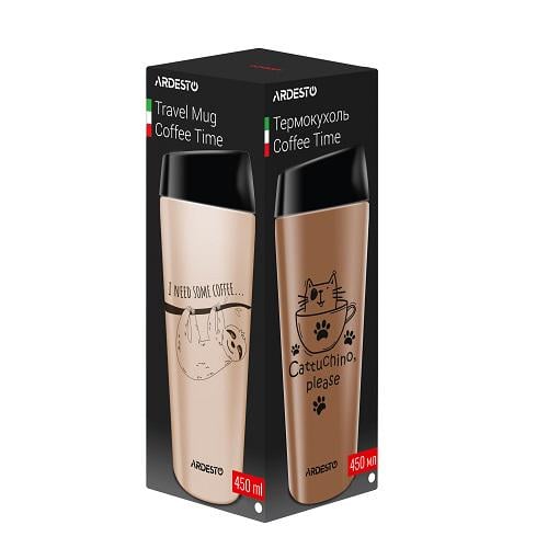 Термокружка Ardesto Coffee Time Raccoon AR2645DML 450 мл Коричневый - фото 3 Термокружка Ardesto Coffee Time Raccoon AR2645DML 450 мл Коричневый - фото 3