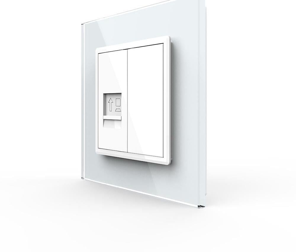 Розетка компьютерная LIVOLO RJ-45 LIVOLO дизайнерская настенная стеклянная рамка Белый (VL-C7FCCP/FCMB-2WP)
