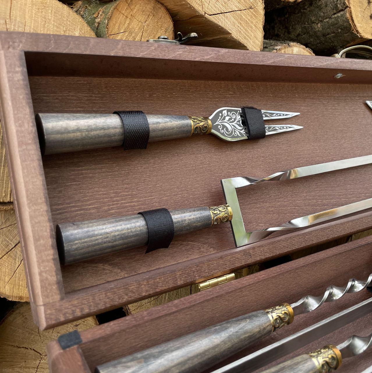 Набір шампурів Lux-Premium №10 ручної роботи (19217427) - фото 5 Набір шампурів Lux-Premium №10 ручної роботи (19217427) - фото 5