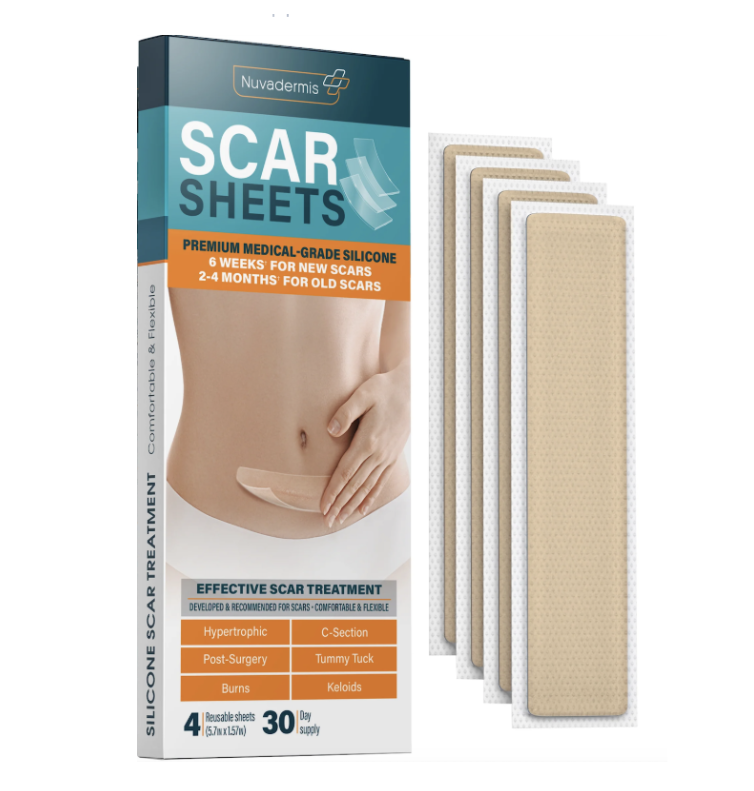 Пластир силіконовий Nuvadermis від шрамів та рубців після кесаревого розтину 14,5х4 см 4 арк. (3456789g)
