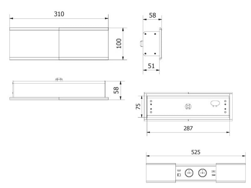 Блок розеточный врезной GTV PRESTINO 2 розетки Schuko USB А + С RJ45 HDMI кабель 1,5 м Белый (5093) - фото 7