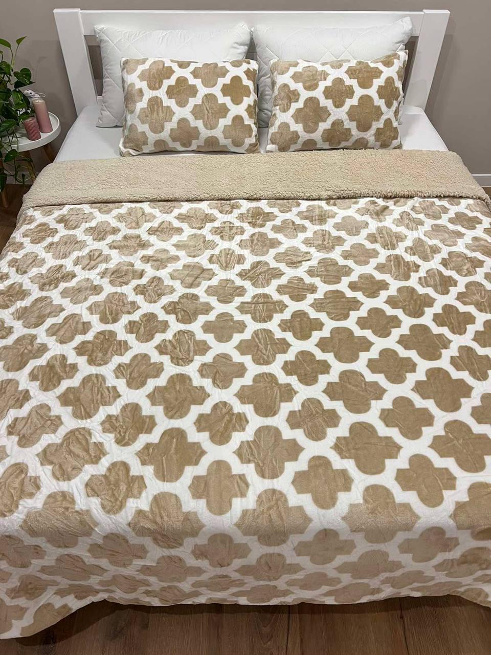 Плед искусственная овчина 200х220 см подушки 40х60 см 2 шт. Бежевый (П4К-al-nabir-kovdra-001) Плед искусственная овчина 200х220 см подушки 40х60 см 2 шт. Бежевый (П4К-al-nabir-kovdra-001)