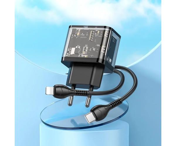 Устройство сетевое зарядное Hoco N34 Dazzling PD20W/QC3.0 Type-C to Lightning 1 м Black - фото 3 Устройство сетевое зарядное Hoco N34 Dazzling PD20W/QC3.0 Type-C to Lightning 1 м Black - фото 3