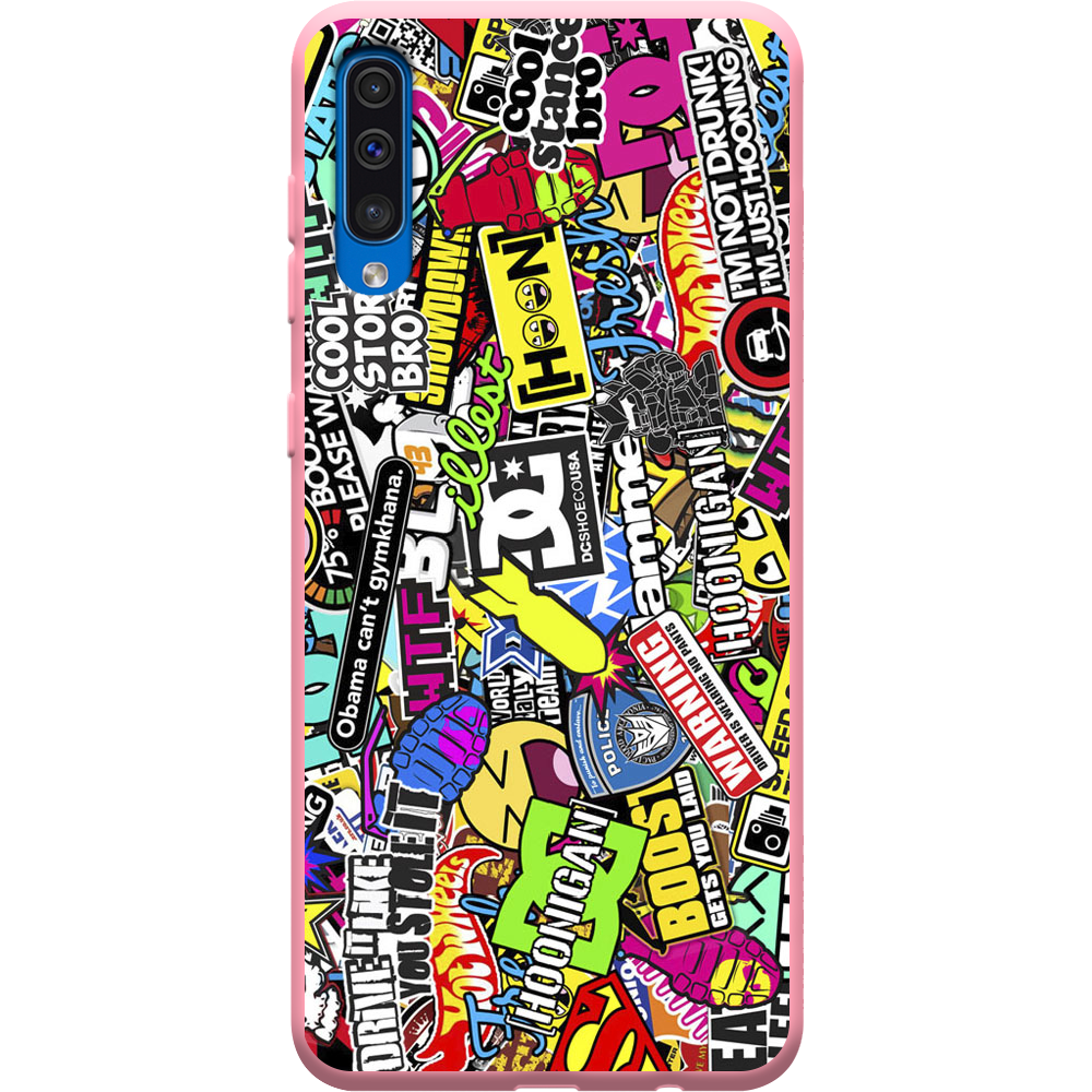 Чохол Boxface Samsung A505 Galaxy A50 Multicolored Inscriptions Рожевий силікон (36417-up880-37015)