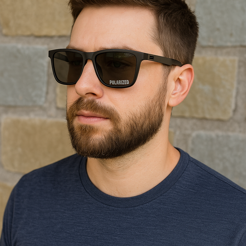 Сонцезахисні окуляри чоловічі Polaroid UV400 поляризаційні антиблік квадратні Чорний/Димчасто‑чорний (6bdece07) - фото 2