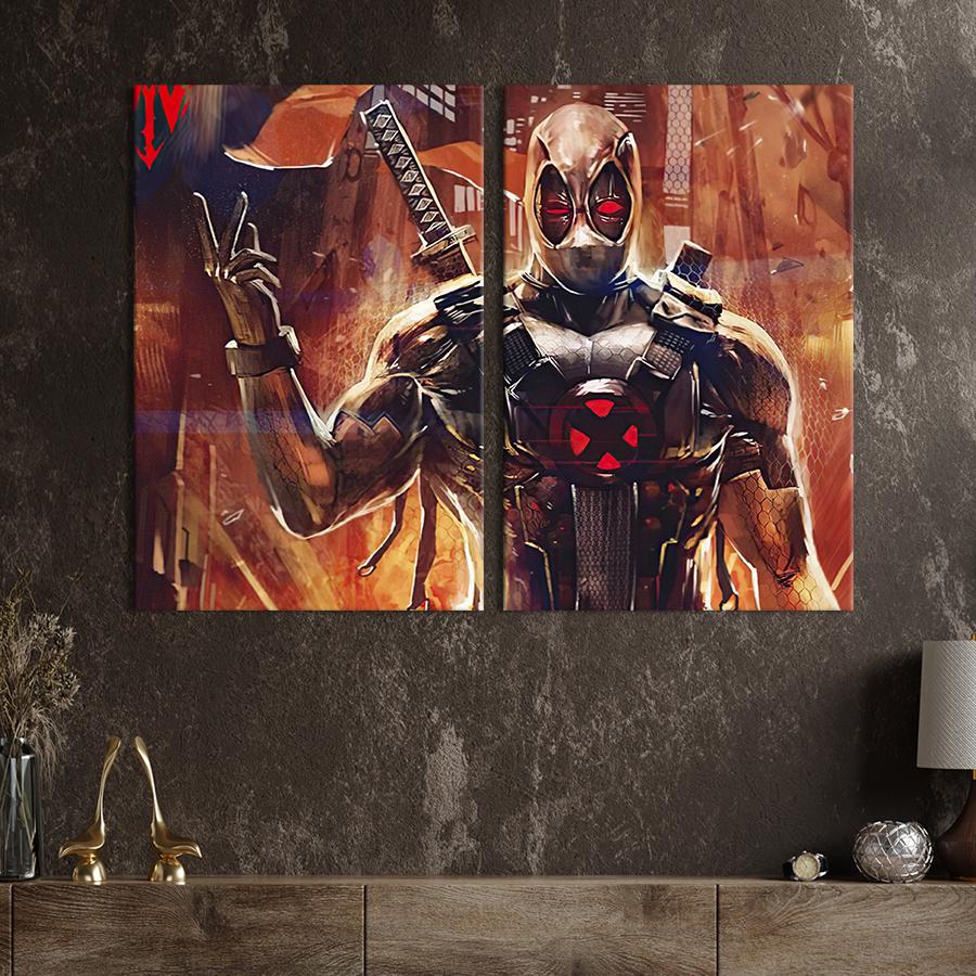 Настенный декор диптих картина на холсте для интерьера Deadpool X-Force 165x122 см (702-2)