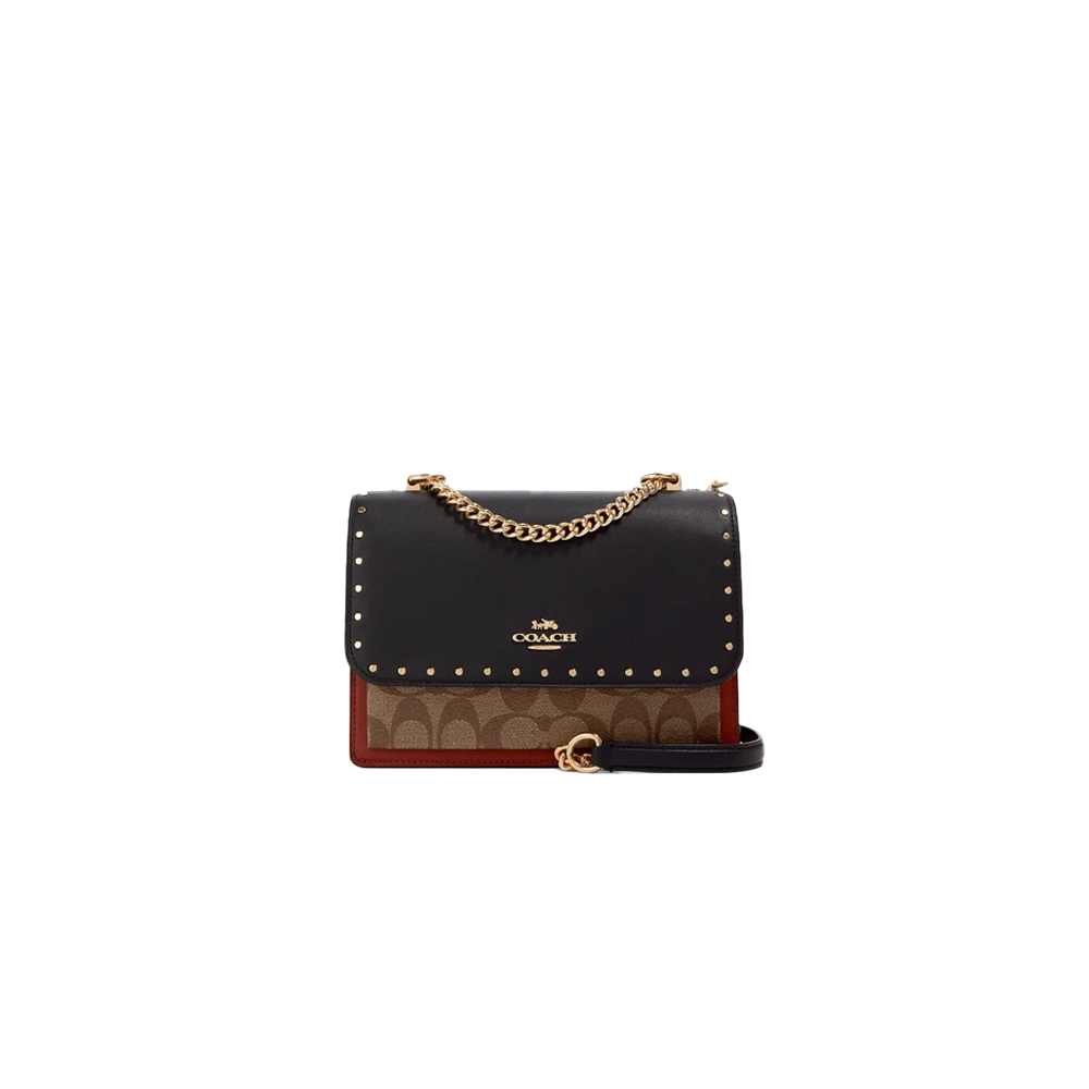 Сумка женская Coach Klare Crossbody In Signature Canvas With Rivets Khaki/Black/Berry/Multi/Gold (CH59)