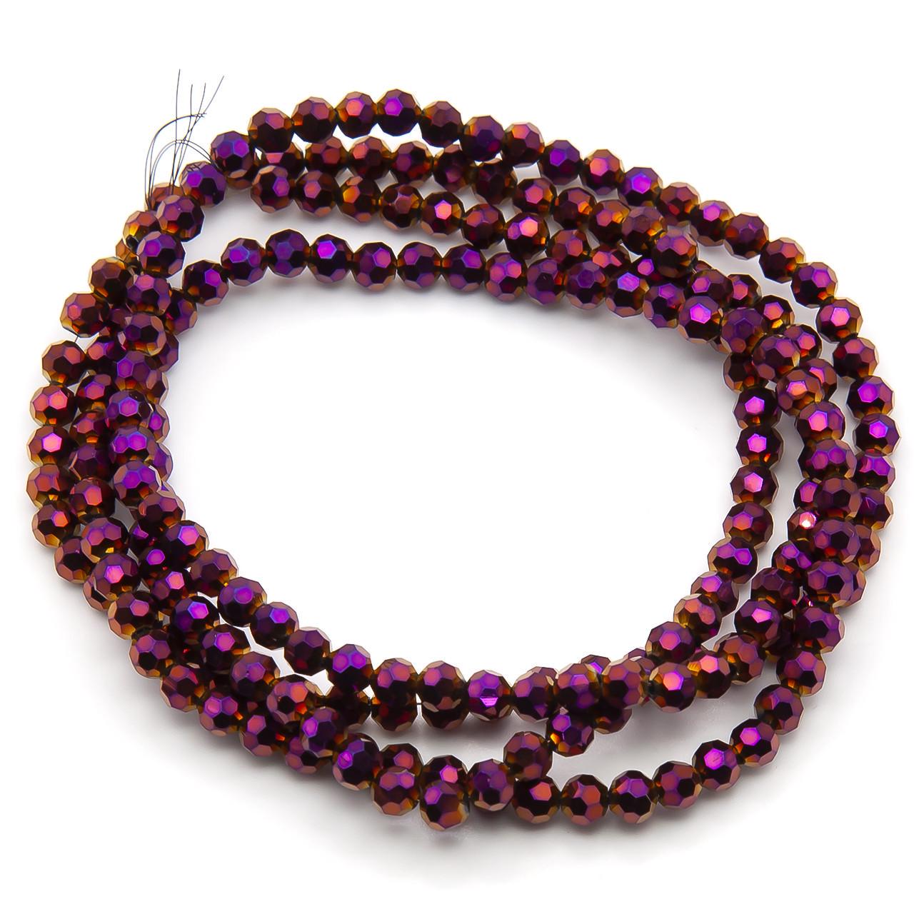 Бусины хрусталь огранка шар 95 шт. 50 см 6 мм Фиолетово-желтый (БС0006х36)